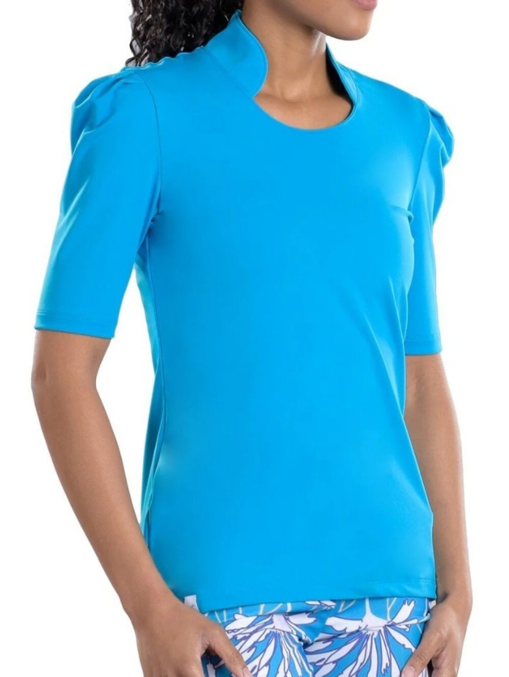 NWT! SwingDish East Hampton Kali midsleeve top.  Peacock blue. Retails for $85.